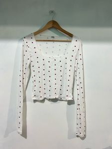Cute Heart Print Long Sleeve Top