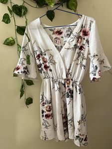 Floral White Mini Dress