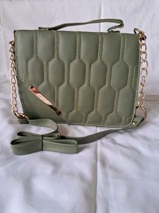 Sage Green Quilted Crossbody Bag