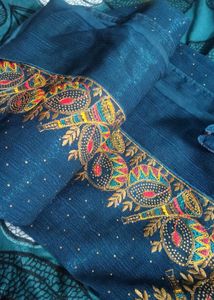 Shiny Navy Blue Festive Saree