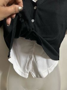 Cropped Button-Down Top