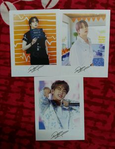 Bts Jin 3 PhotoCards With Signature And 3 Stickers