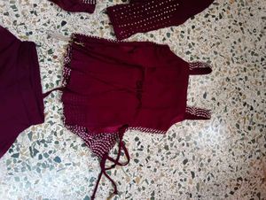 purple Embellished palazo top Set