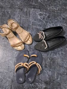 Three Set Of Footwears..slipper,belly And Sandal