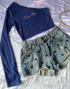 Blue Fearless One Shoulder Top