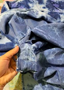 Blue Tie-Dye Jeans Kurti