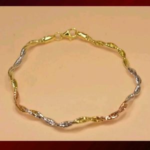 Tricolor Twisted 925 Silver Bracelet