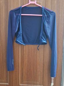 Navy Blue Sheer Cape Top