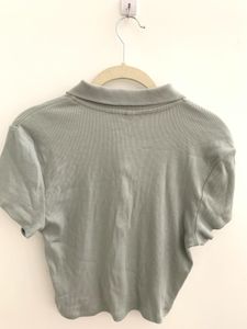 H&amp;M Ribbed Cropped Polo Top