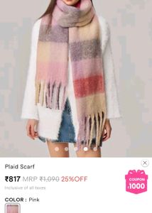 Pink Plaid Scarf