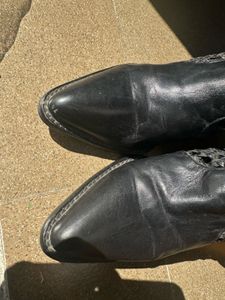 Zara Leather Woven Ankle Boots