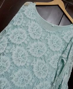 Light Blue Lace Floral Top for 40 Bust