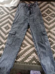 Gray Wash Cargo Jeans