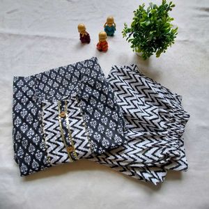 Black & White Kurta Set