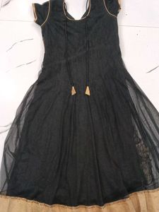 Elegant Black &amp; Gold Anarkali Kurta