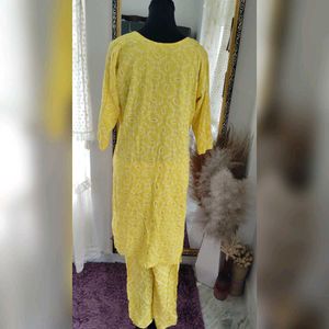Yellow Embroidered Kurta Set