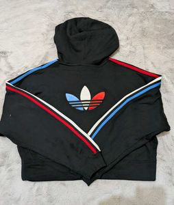 ❤️Adidas striped tri color Cropped Hoodie