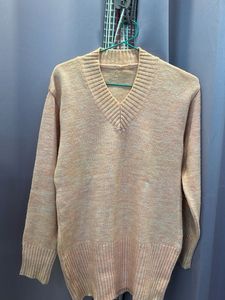 Peach V-Neck Knit Sweater