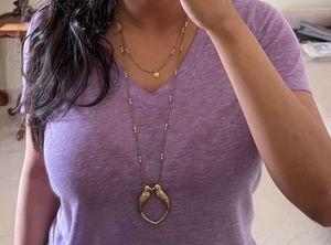 Gold Necklace &amp; Earrings With Unique Heart Design