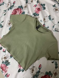 Sage Green Ribbed Crop Top