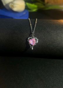 Pink Heart Drip Pendant Necklace
