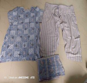Blue Printed Salwar Kameez Set
