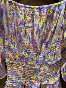 Floral Off-Shoulder Smocked Dress