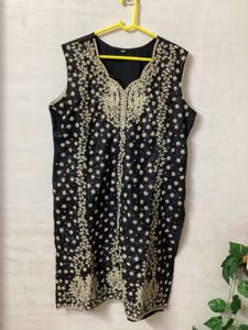 Black Embroidered Kurti Top