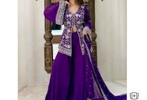 Purple Embroidered Pakistani Suit