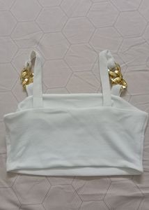 White crop top with golden strap