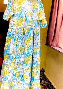 Green pure cotton feeding dress