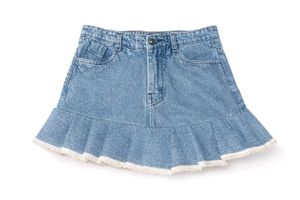 Denim Mini Skirt with Ruffle Hem