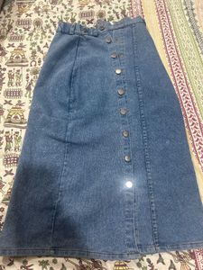 Denim Button-Front Skirt