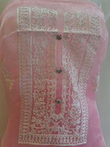 Pink Embroidered Dress Material without duppta