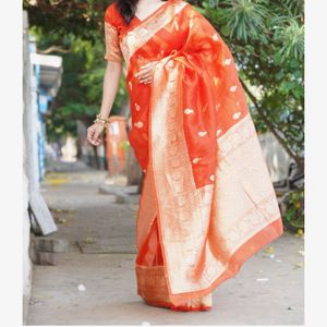 Elegant Red Banarasi Saree