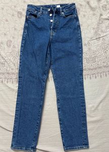 High-Waisted Blue Denim Jeans