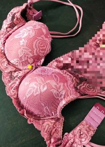 Bra Padded Self Design Purple