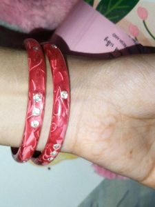 Red Rhinestone Bangle Set