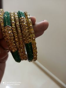 New Bangles Set In Glod &amp; Green Colour