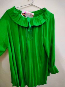 Green Ruffle Neck Top