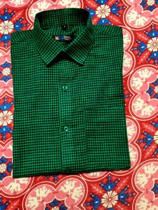 Green Checked Formal Shirt- SOFT COTTON