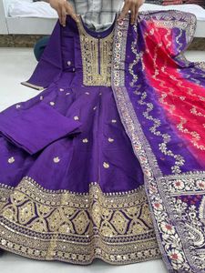 Elegant Purple Anarkali Kurta Set