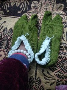 Handmade Knitted Green Booties