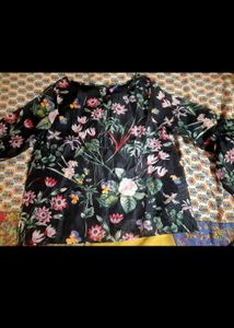 DJ&amp;C Floral Print Bishop Sleeve Top