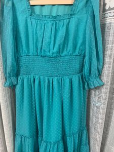 Aqua Tiered Midi Dress