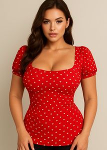Red & White Polka Dot Top (heart)