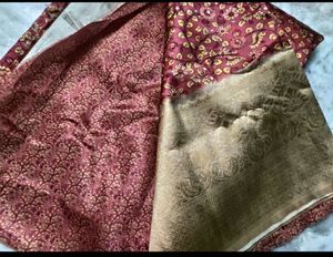 Rust Color Lichi Silk Saree