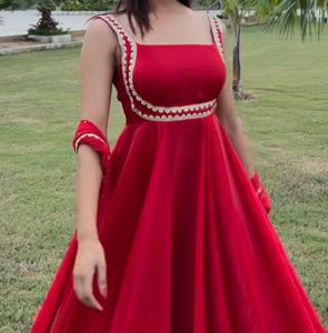 Elegant Red Anarkali Dress