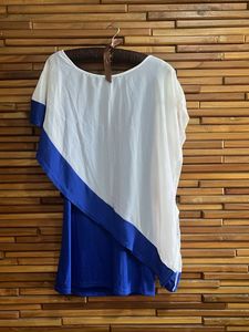 Blue & White Layered Short Dress