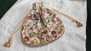 Embroidered Drawstring Pouch Party wear